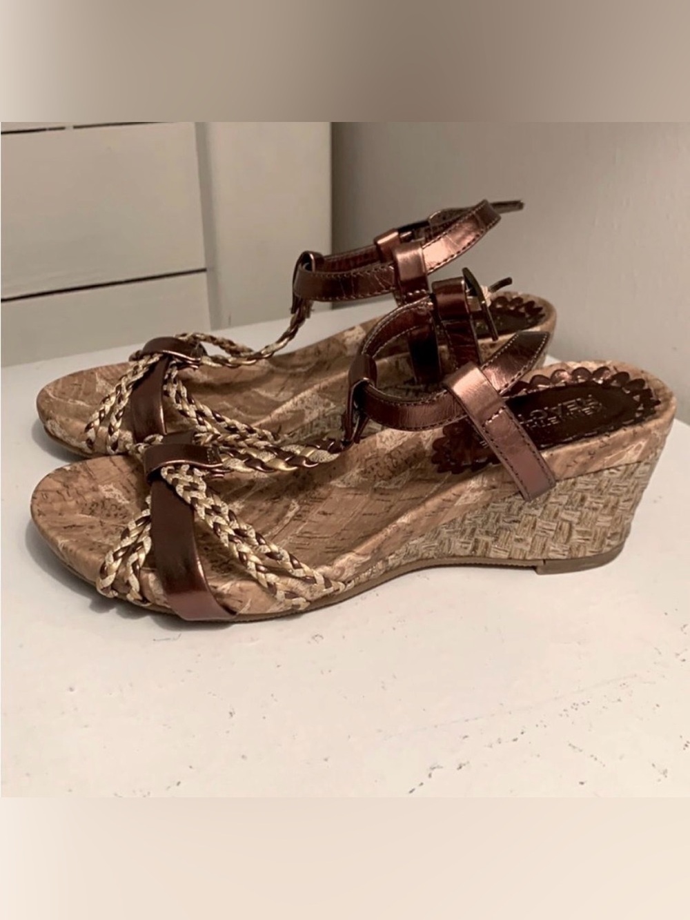 Kenneth Cole Reaction | Girls My Swirl Bronze Braided Strappy Cork Wedge Sandals